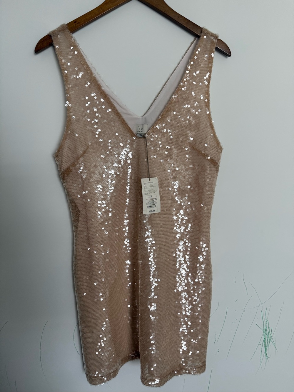 a new day Rose Gold Sequin V-Neck Mini Dress